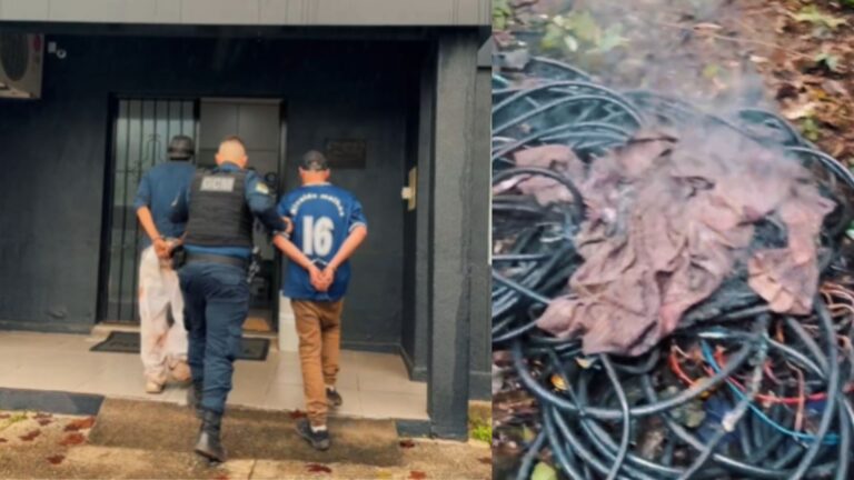 Homens são flagrados queimando fios de cobre e acabam presos pela Guarda em Estância Velha